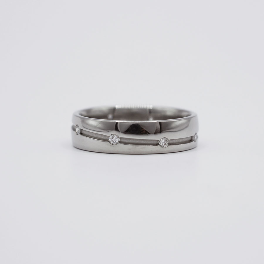 Palladium and Diamond Ellipse Ring