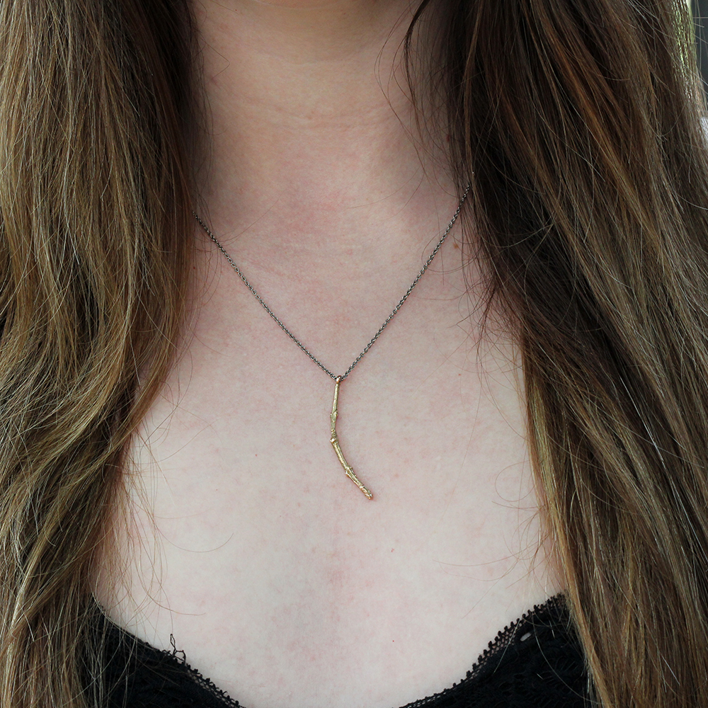 Pippa Jayne Designs 14K Gold + Sterling Silver Twig Necklace