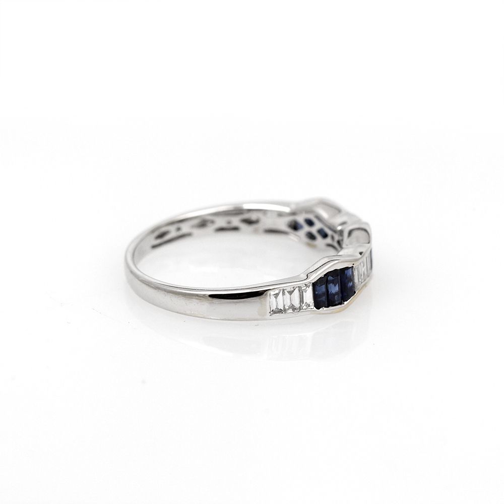 18K White Gold Diamond and Sapphire Band