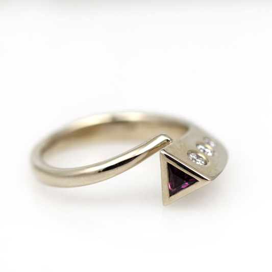 Arte*Vitta 14K White Gold, Purple Sapphire, and Diamond Ring