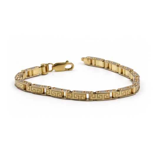 Retro 14K Yellow Gold Greek Key Bracelet