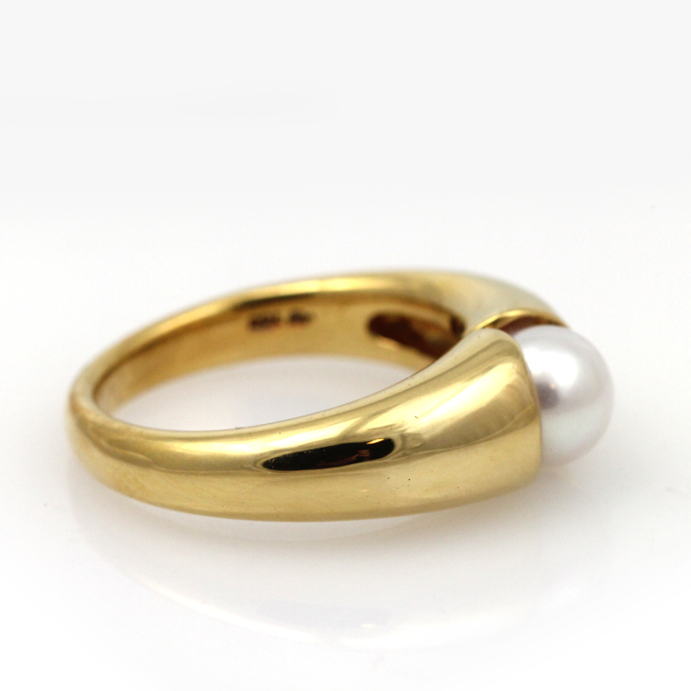 Mod 18k Yellow Gold Minimalist Pearl Ring