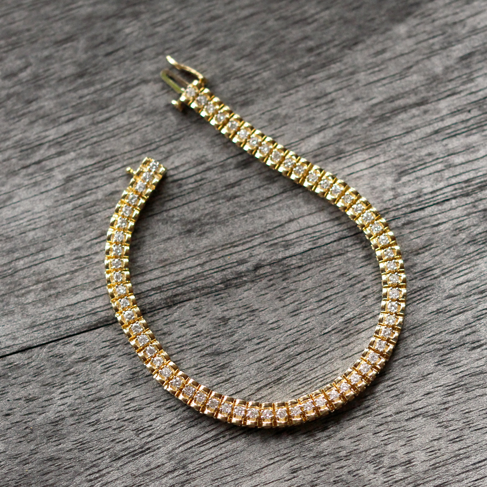 14K Yellow Gold Diamond Tennis Bracelet