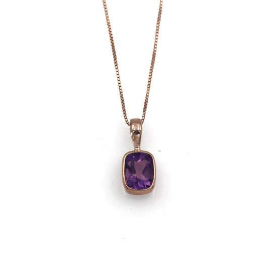 aCleoni Sterling Silver and Amethyst Cushion-Cut Necklace