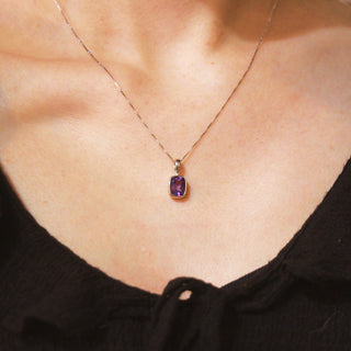 aCleoni Sterling Silver and Amethyst Cushion-Cut Necklace