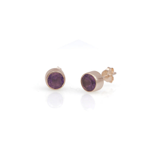 aCleoni Sterling Silver and Amethyst Round Studs