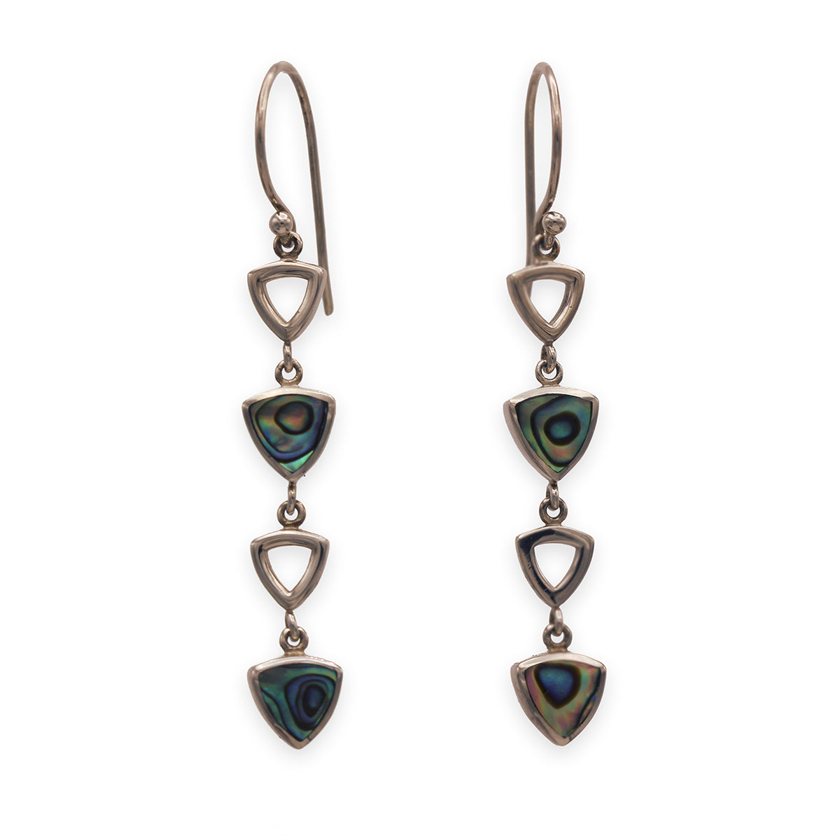 aCleoni Sterling Silver and Abalone Triangle Link Dangle Earrings