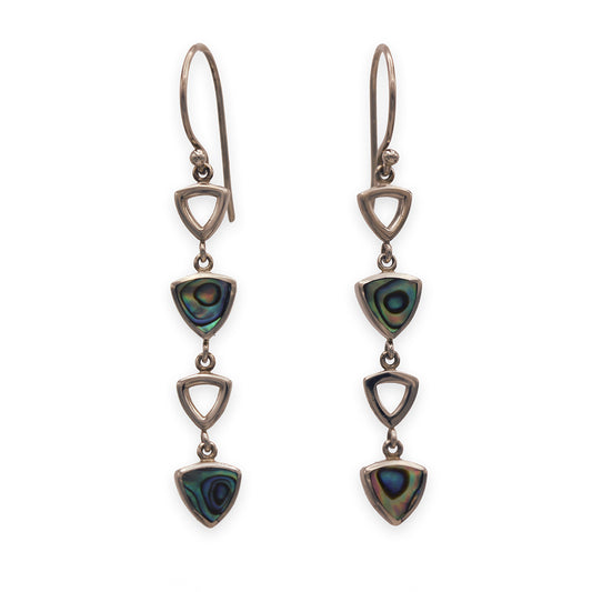 aCleoni Sterling Silver and Abalone Triangle Link Dangle Earrings