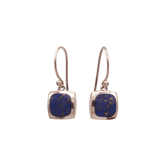 aCleoni Sterling Silver and Lapis Square Hook Earrings