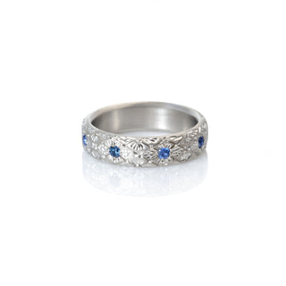 Platinum Sapphire Forest Flower Band