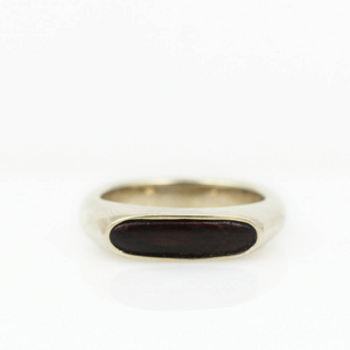 14K White Gold Signet Ring with Ironwood Inlay
