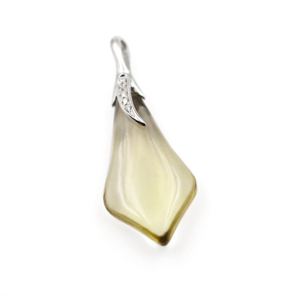 White Gold Lemon Quartz Pendant