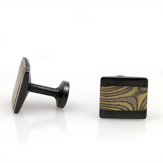 Lashbrook Designs Zirconium, Gold & Silver Mokume Gane Cufflinks
