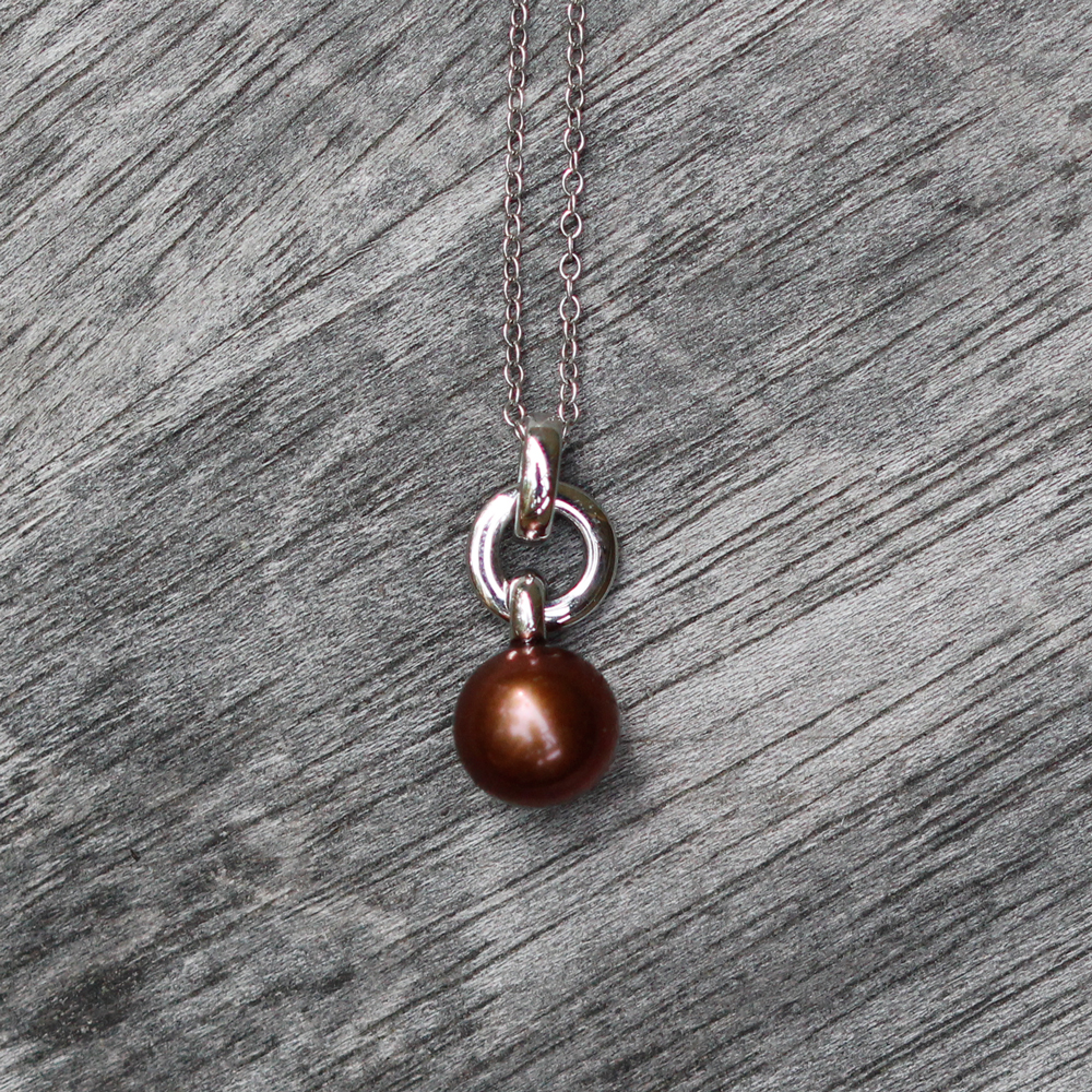 White Gold Chocolate Pearl Necklace