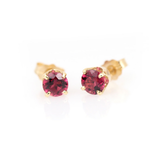 14K Yellow Gold Pink Tourmaline Studs