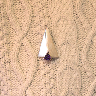 Randel Ball Sterling Silver, 14K Yellow Gold, and Amethyst Pin