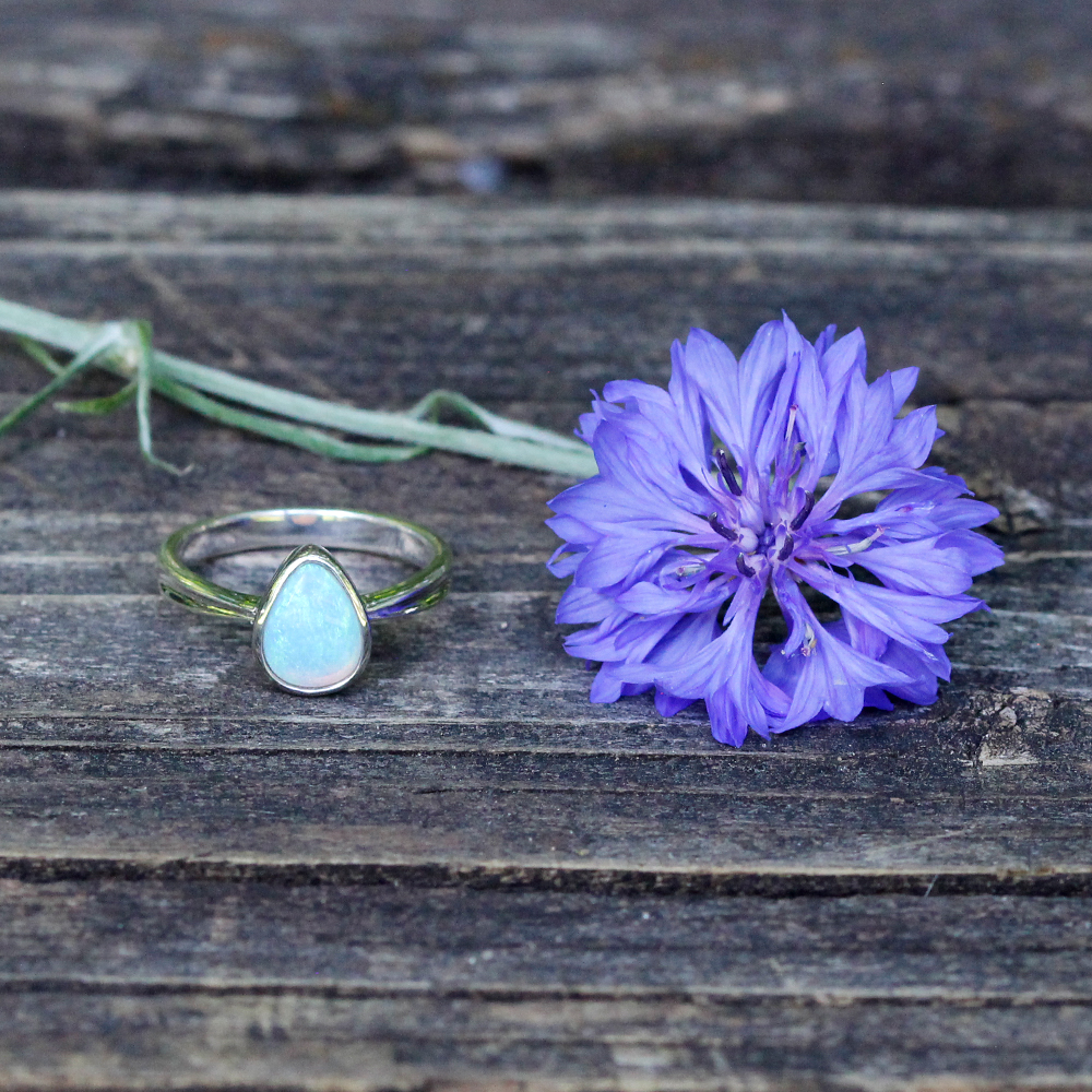 Sterling Silver Crystal Opal Ring