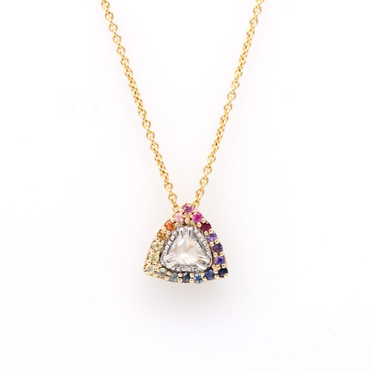 Arte*Vitta Diamond and Rainbow Sapphire Halo Pendant