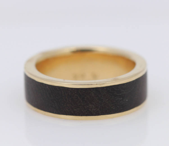 14K Yellow Gold And Ironwood Band