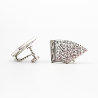 14K White Gold Geometric Diamond Earrings