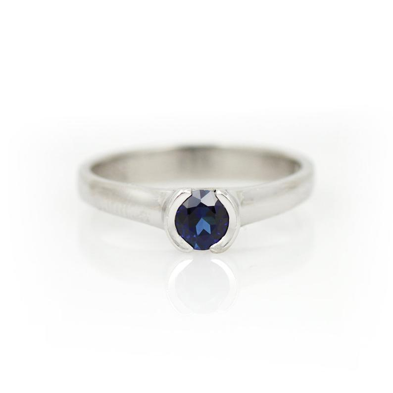 Platinum and Cobalt Blue Sapphire Ring