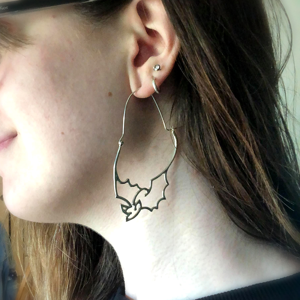 Arte*Vitta Sterling Silver Bat Hoops