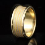 Platinum and 24 Yellow Gold Mokume Gane Ring