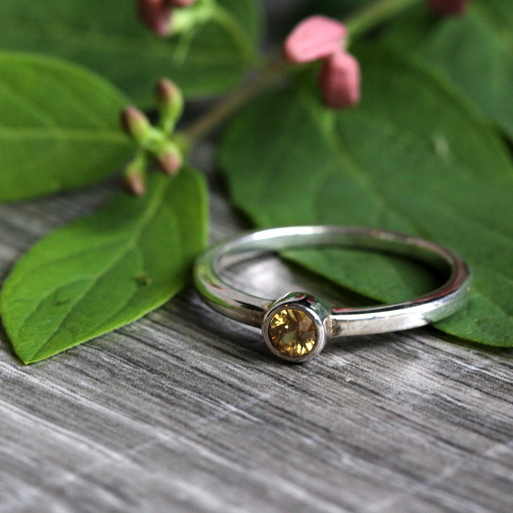 Sterling Silver Yellow Sapphire Ring