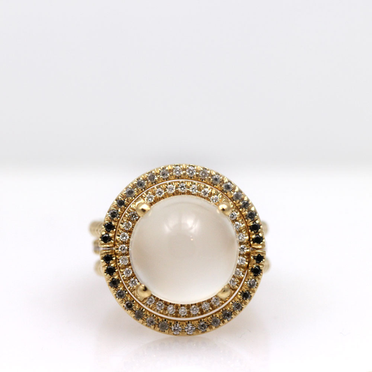 Arte*Vitta 18K Gold Moonstone and Ombre Diamond Galaxy Ring Suite