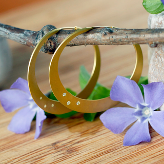 Toby Pomeroy Eco Gold and Diamond Twilight Eclipse Hoops