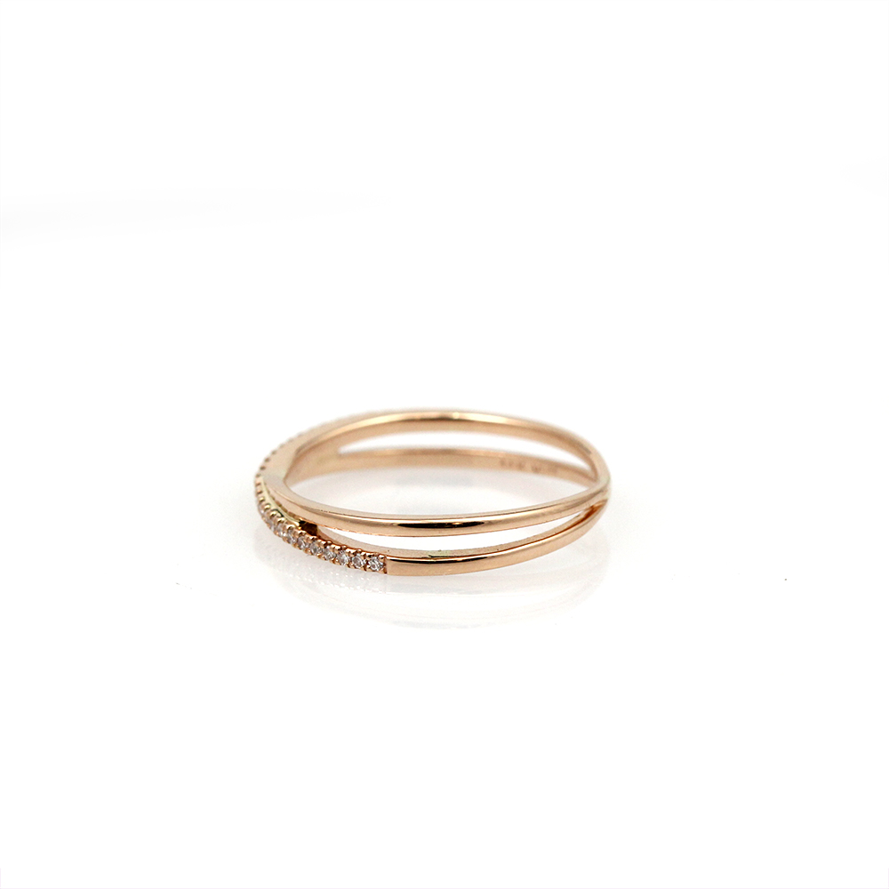 Rose Gold Diamond Criss Cross Ring