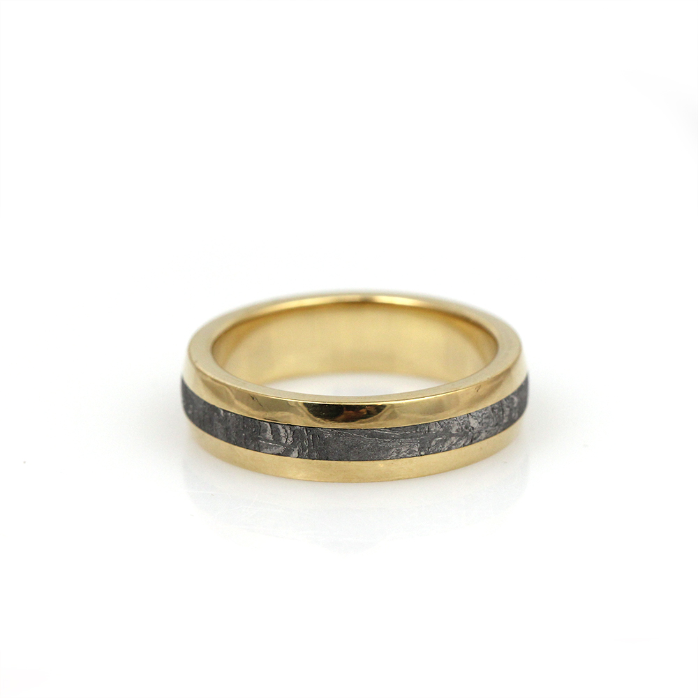 Chris Ploof 18K Yellow Gold and Meteorite Band