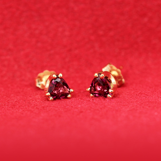 14K Yellow Gold Pink Tourmaline Studs