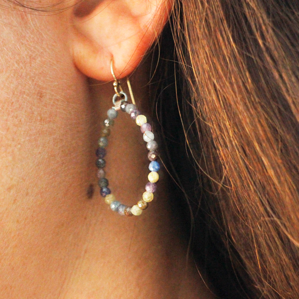 MOROKA Sapphire Beaded Small Loop Earrings