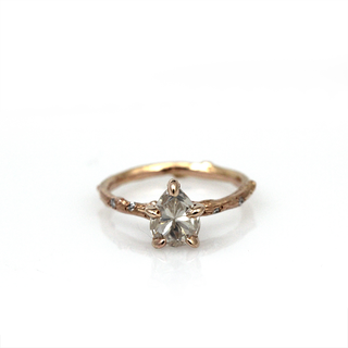 Pippa Jayne Designs 14K Rose Gold Moissanite and Diamond Skinny Twig Solitaire
