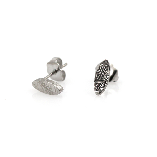 Chris Ploof Damascus Oval Stud Earrings