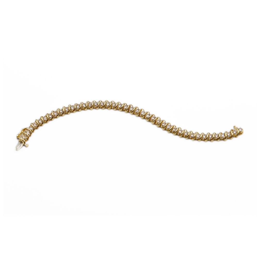 14K Yellow Gold Diamond Tennis Bracelet