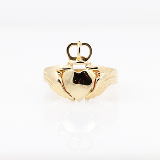 14K Yellow Gold Modern Claddagh Ring