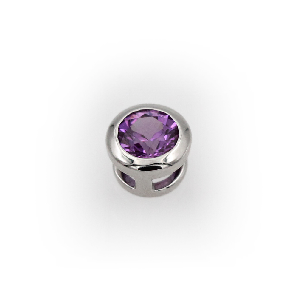 14K White Gold and Pink Sapphire Slide Pendant