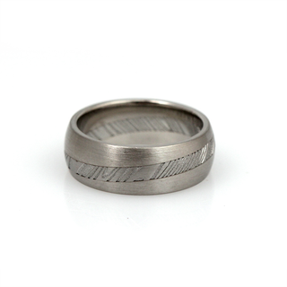 Chris Ploof White Gold and Wood Grain Damascus Ellipse Band