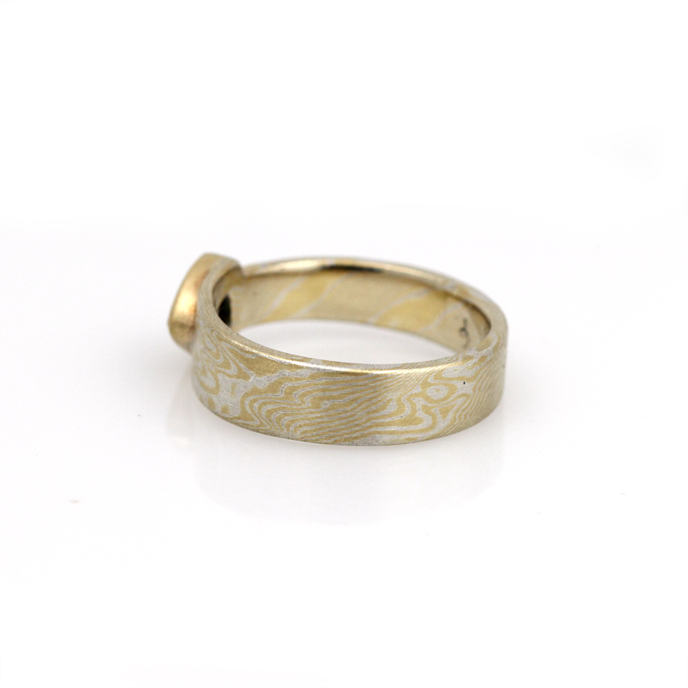 Chris Ploof 18K Yellow Gold and Silver Diamond Maple Ring