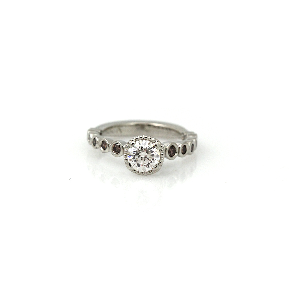 White & Cognac Diamond Ring