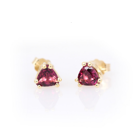 14K Yellow Gold Pink Tourmaline Studs