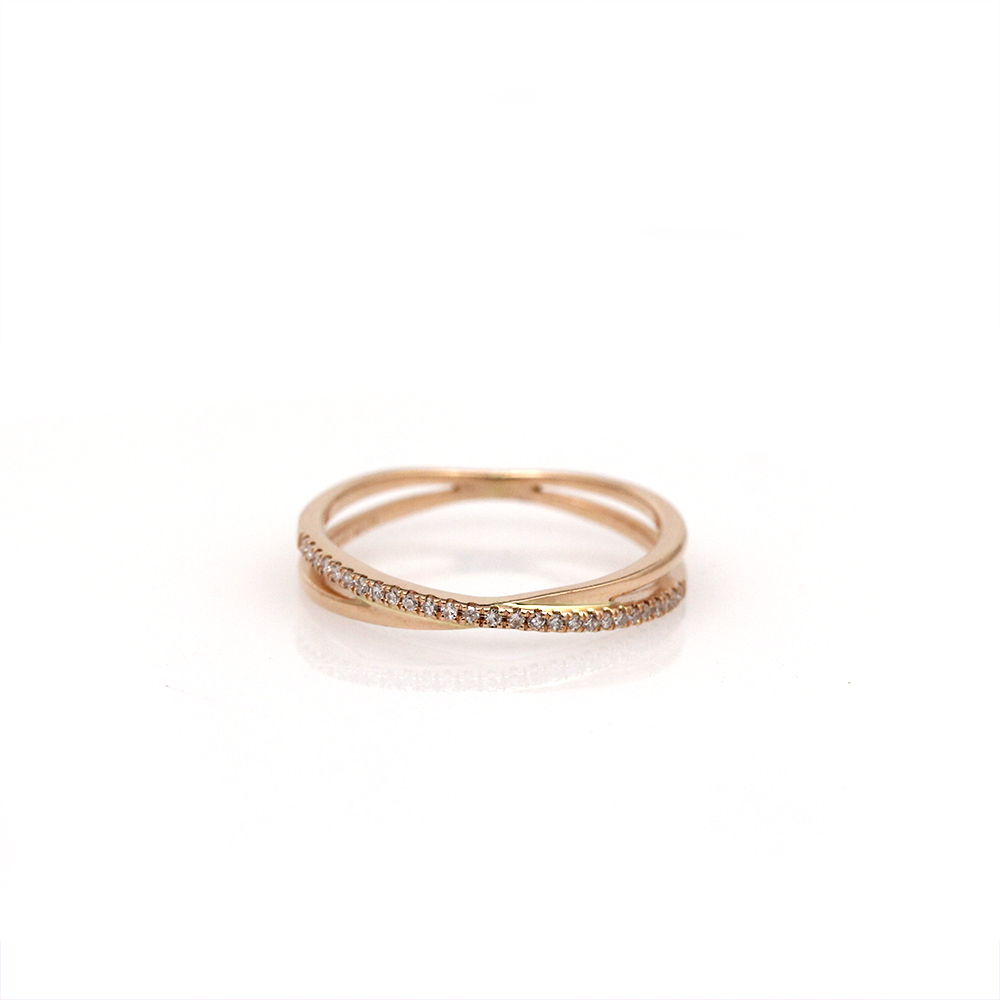 Rose Gold Diamond Criss Cross Ring