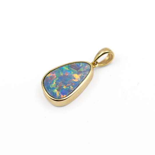 14K Yellow Gold Opal Doublet Pendant