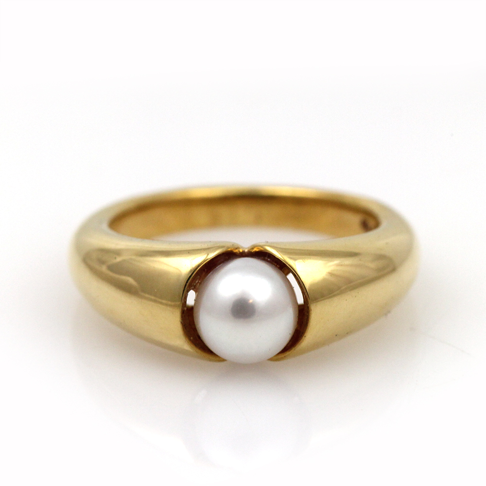 Mod 18k Yellow Gold Minimalist Pearl Ring