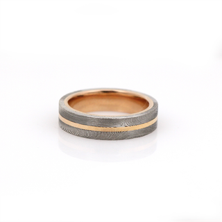Chris Ploof Damascus Steel and 14K Rose Gold Starlight Band