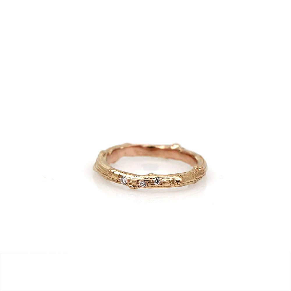 Pippa Jayne Designs 14K Rose Gold Signature Twig Diamond Droplet Ring