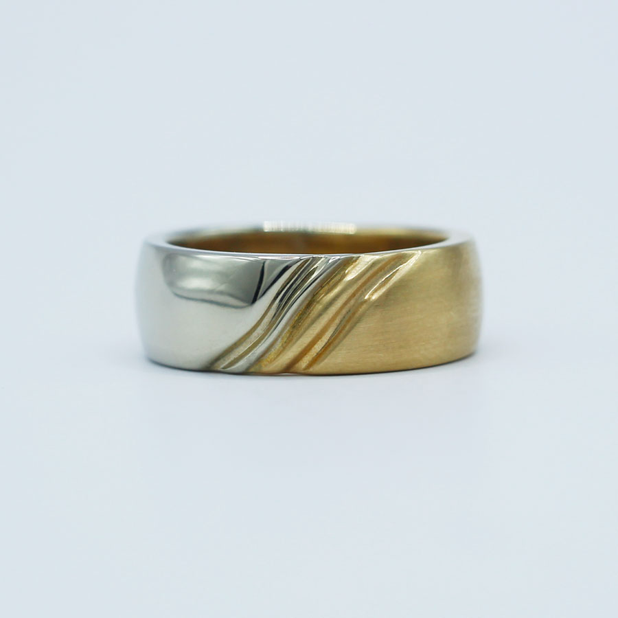 Sculptural Two Tone 14K Gold Ring