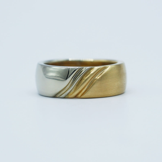 Sculptural Two Tone 14K Gold Ring